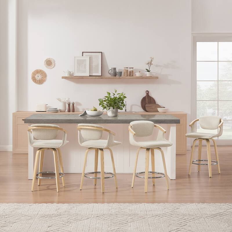 Art Leon Set of 2 Comfortable Fabric Upholstered Counter Stool, Barstool