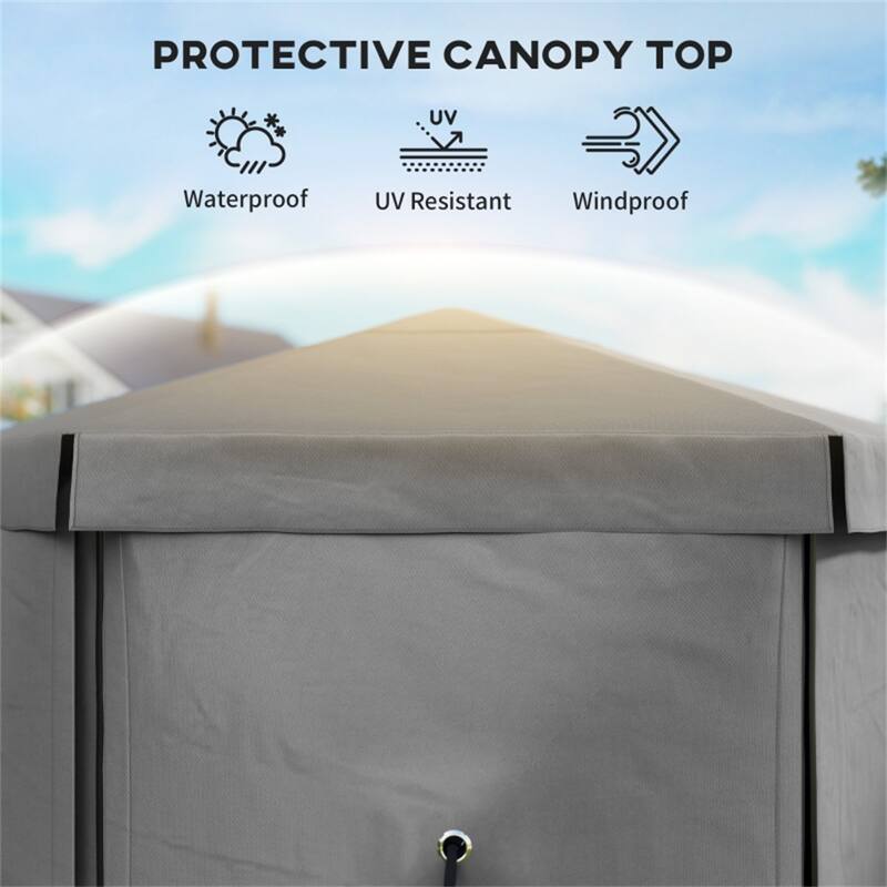 Dark Grey Oxford Fabric Fiberglass Canopy Tent 10-12 People - 70.9” L x 70.9” W x 86.6” H