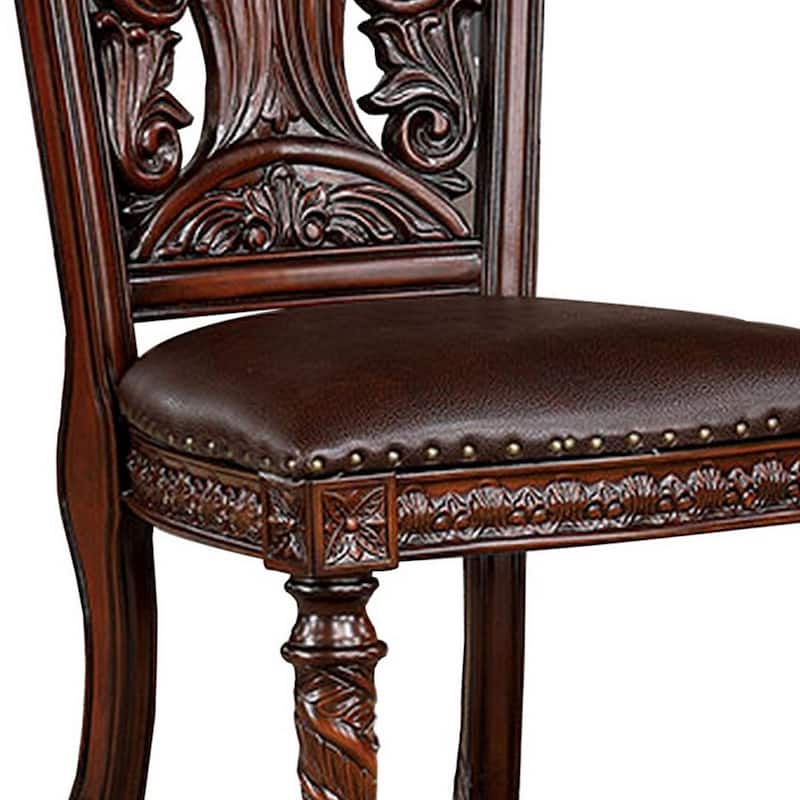 Brown/Brown Faux Leather Upholstered Wood Frame Dining Chair, Set of 2, Sturdy Dining Chair for Dining Rooms - 24.6