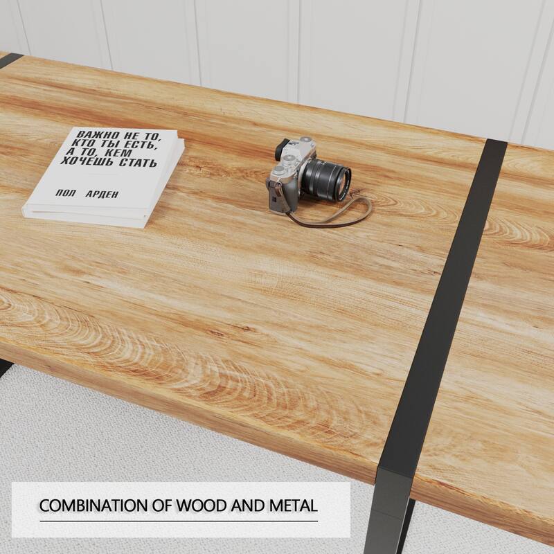 7-Piece Dining Table Set with Wood Grain Tabletop, Chair with C-shaped Bases, Ergonomically Curved Backrest