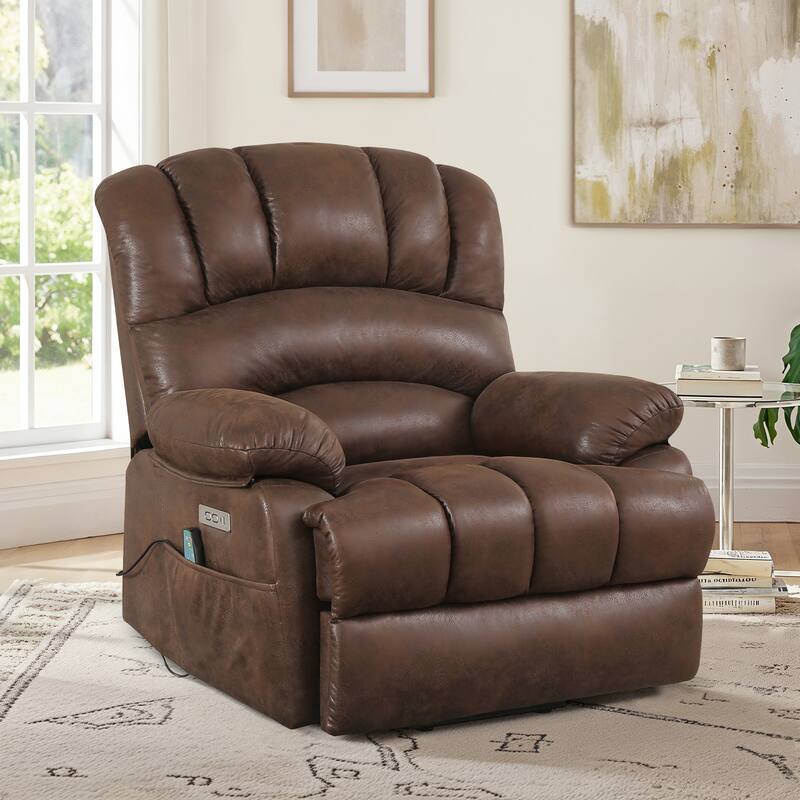 Electric Recliner Chair Lift Recliner with Heat and Massage for Adults - Brown