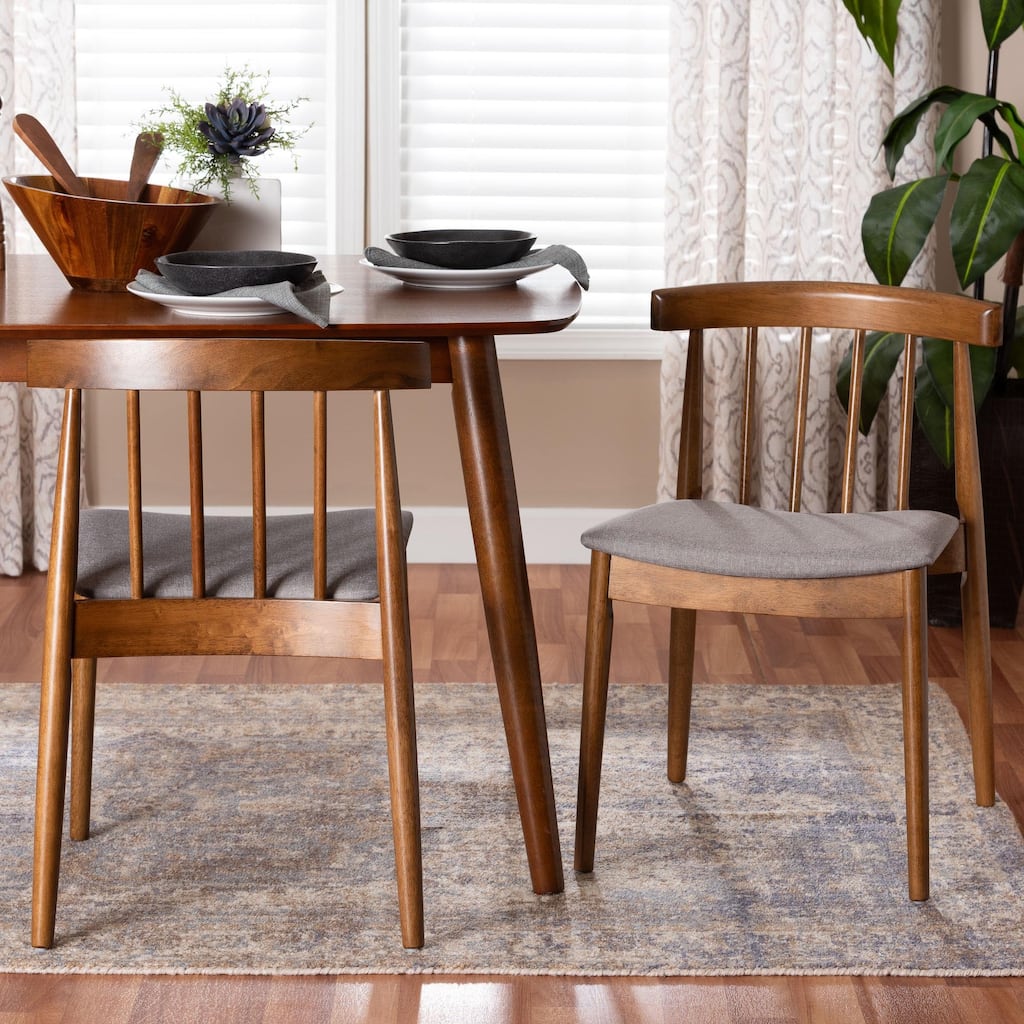 Mid-Century Beige Fabric Dining Chair Set by Baxton Studio