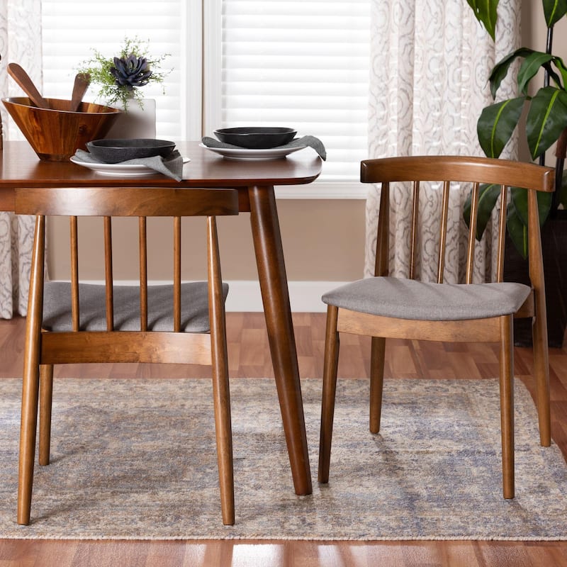 Mid-Century Beige Fabric Dining Chair Set by Baxton Studio