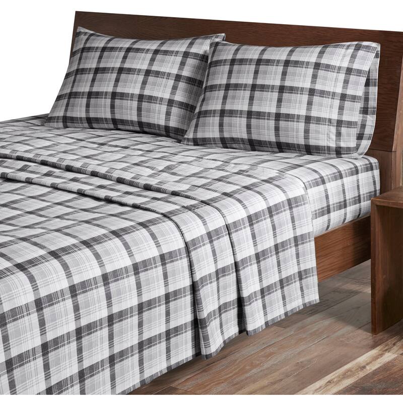 Woolrich Cotton Flannel Sheet Set - Cal King - Grey Plaid