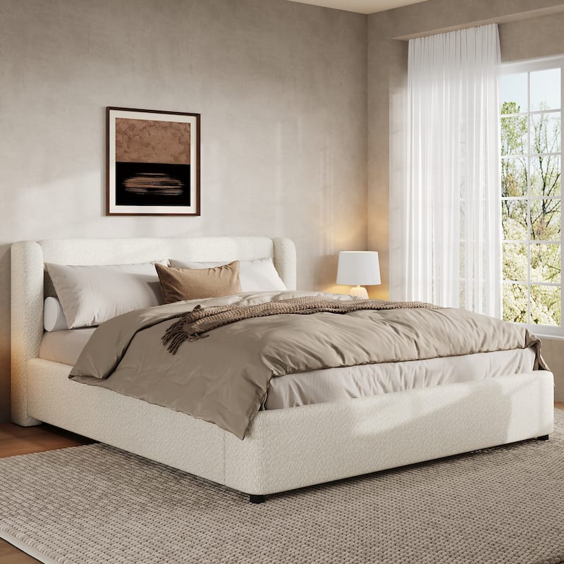 Christopher Knight Home - Modern Upholstered Boucle Frame with Wingback Headboard