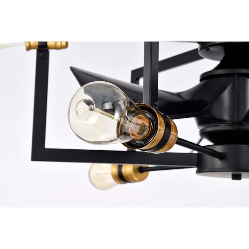 Liviana 26 Inch Oil Rubbed Matte Black finish 6 Light, 3 Blade Ceiling Fandelier with Remote