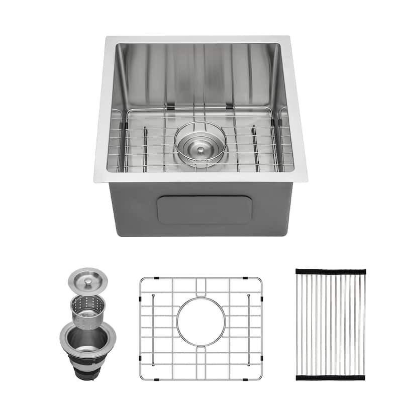 Undermount 16 Gauge Single Bowl Stainless Steel Kitchen Sink in Brushed Nickel