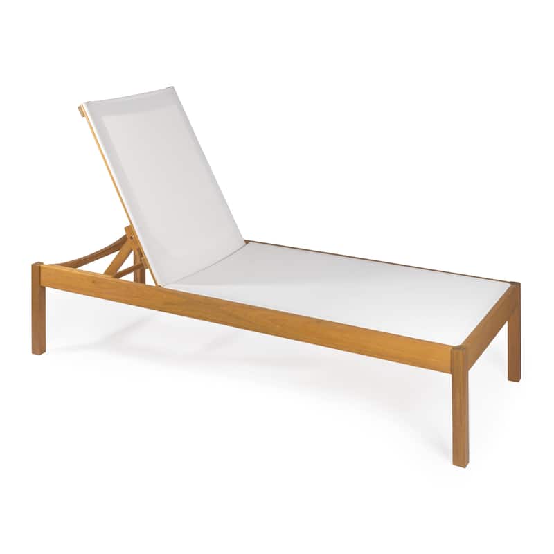 Leo 77.56"x26.38" Modern Minimalist Adjustable Acacia Wood Chaise Outdoor Lounge Chair, Natural by JONATHAN Y