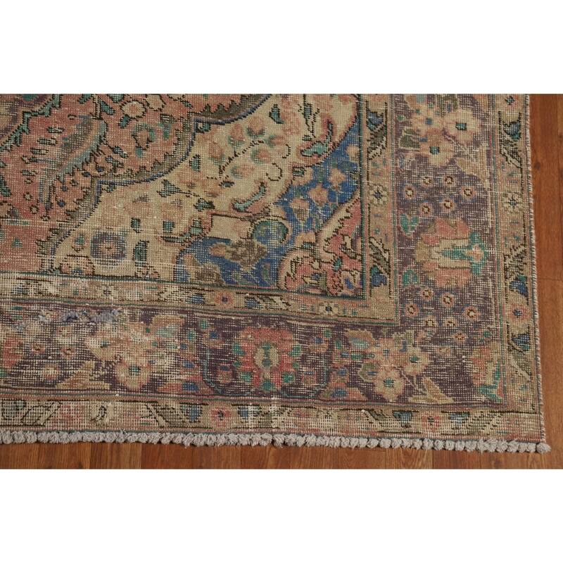 Traditional Tabriz Persian Vintage Rug Hand-Knotted Wool Carpet - 6'6" x 9'8"