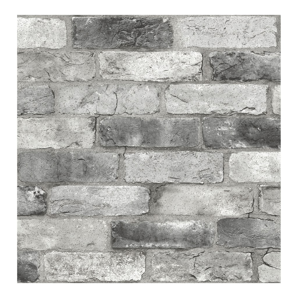 NuWallpaper Grey London Brick Peel & Stick Wallpaper - 216in x 20.5in x 0.025in