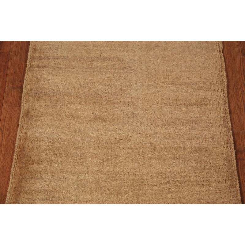 Gold Brown Gabbeh Modern Rug Handmade Wool Carpet - 2'2" x 3'5"