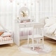 preview thumbnail 5 of 17, Kids Vanity Set with Mirror Princess Makeup Dressing Desk and Chair Set with Mirror-White