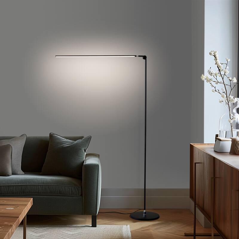Brightech Libra 64.5 in. Classic Black Industrial Dimmable and Color Temperature Adjustable LED Floor Lamp