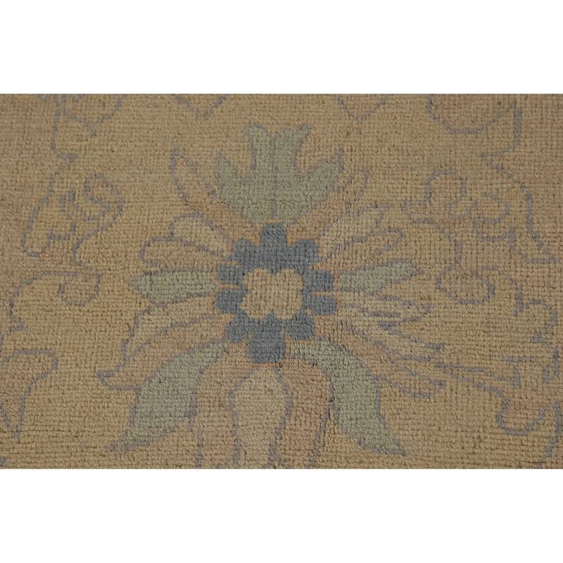 Hand Knotted Oriental 100% Wool Carpet Transitional All-Over Peach Oushak Area Rug - 10' 0'' X 8' 4''