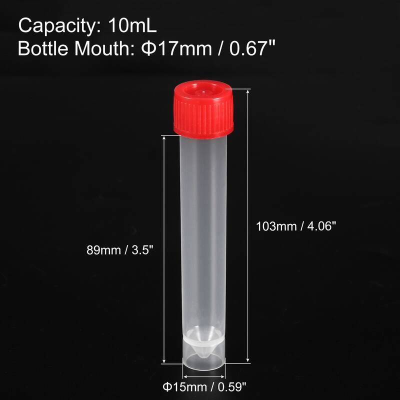 Plastic Test Tubes Frozen Test Tube Vial Container Screw Cap, 20pcs - Red - 10mL