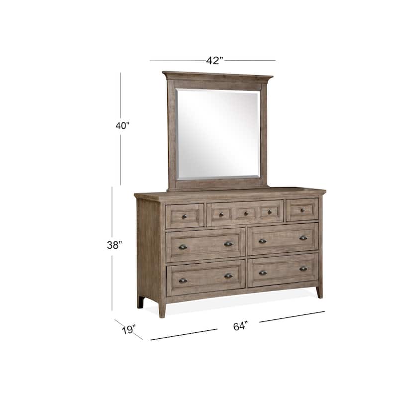 Magnussen Home Paxton Place Dovetail Grey Drawer Dresser With Landscape Mirror