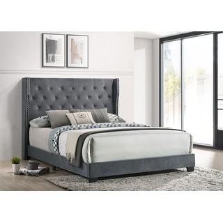 Best Quality Furniture Upholstered Panel Bed Tufted with Side Studs ...