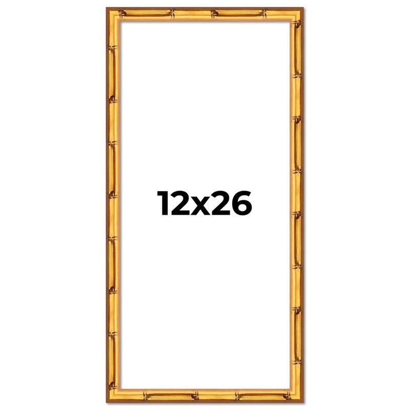 12x26 Frame Gold Bamboo Picture Frame Modern Photo Frame Includes UV Acrylic Shatter Guard Front Acid Free Foam Backing Board