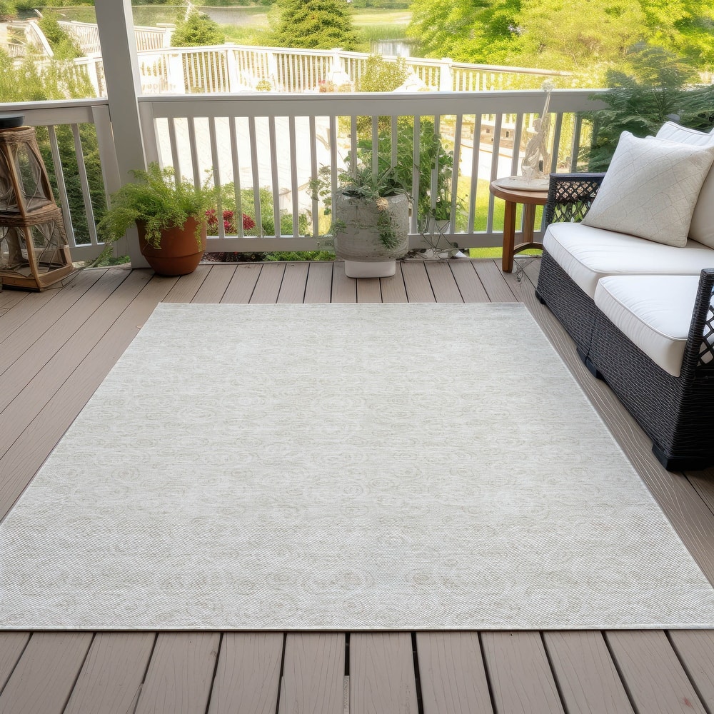Machine Washable Indoor/ Outdoor Chantille Modern Bubbles Rug