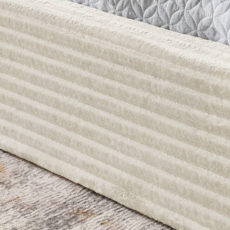 Grounded Platform Bed with Decorative Curved Headboard and Solid Wood Frame