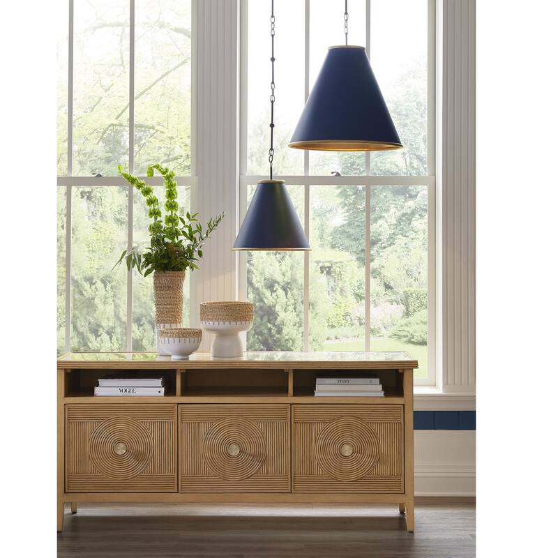 Currey & Company Pierrepont Large Blue Pendant - 22.5"h x 22"dia