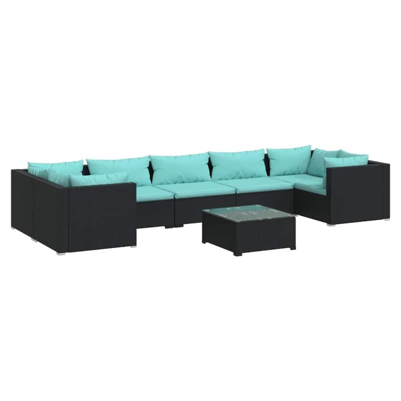 vidaXL Patio Lounge Set Outdoor Sectional Sofa Set Table Garden Poly Rattan - 27.6" x 27.6" x 23.8"