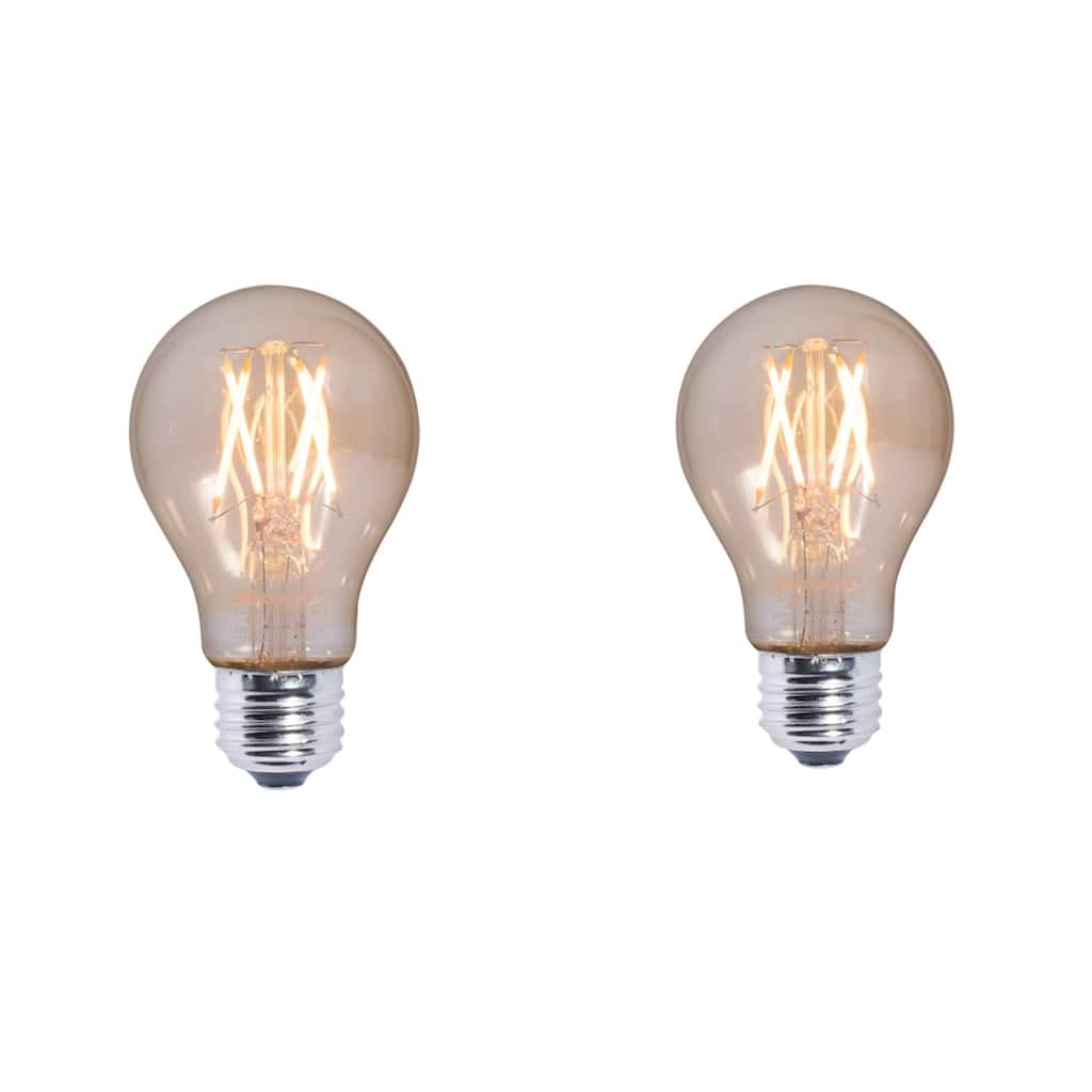 Bulbrite Pack of (2) 4.5 Watt Dimmable Antique Filament A19 Medium (E26) LED Bulb - 410 Lumens, 2100K, and 90 CRI - Amber Light