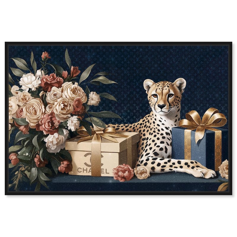 Cheetah Glam Gift Boxes Canvas by Art Remedy - Black - 15" x 10"