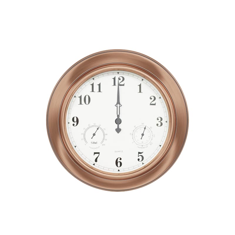 Indoor Outdoor Clock Thermometer Combo - 18-Inch Waterproof Outdoor Wall Clock with Temperature and Humidity by Nature Spring
