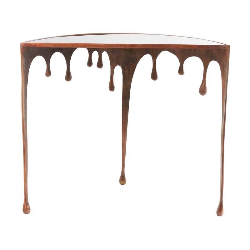 Aluminum Metal Accent, Console, and Coffee Table Collection with Drip Melting Design and Smoke Shaded Glass Top Multiple Colors