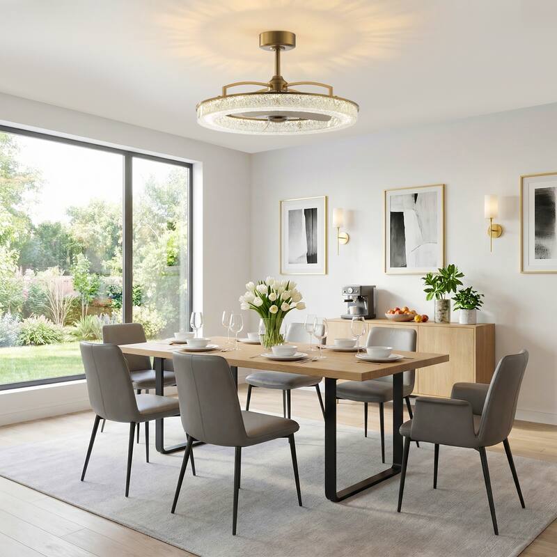 33" Modern Resin Antique Brass Ceiling Fan Fandelier with Light and Remote