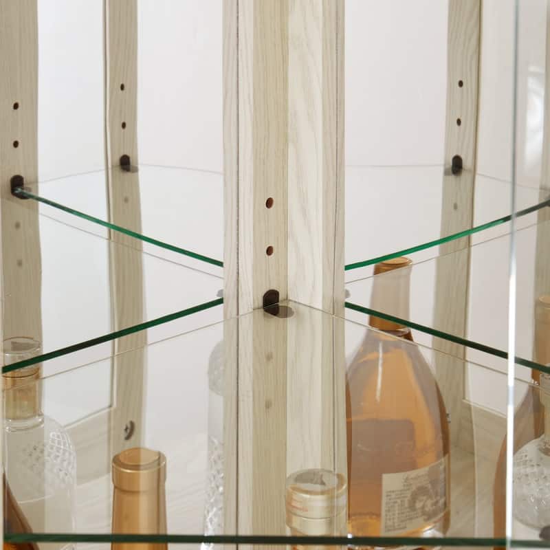 Stylish Corner Display Cabinet with Built-In Lights – Ideal for Showcasing Collectibles, Glassware, or Decor.