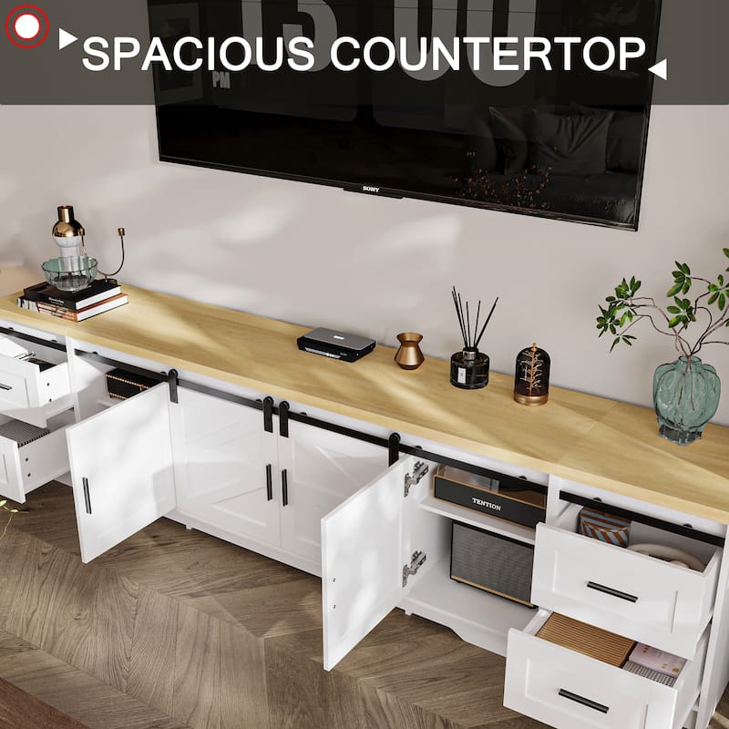 Rustic - Modern Sliding Door TV Stand: Style and Function Combined