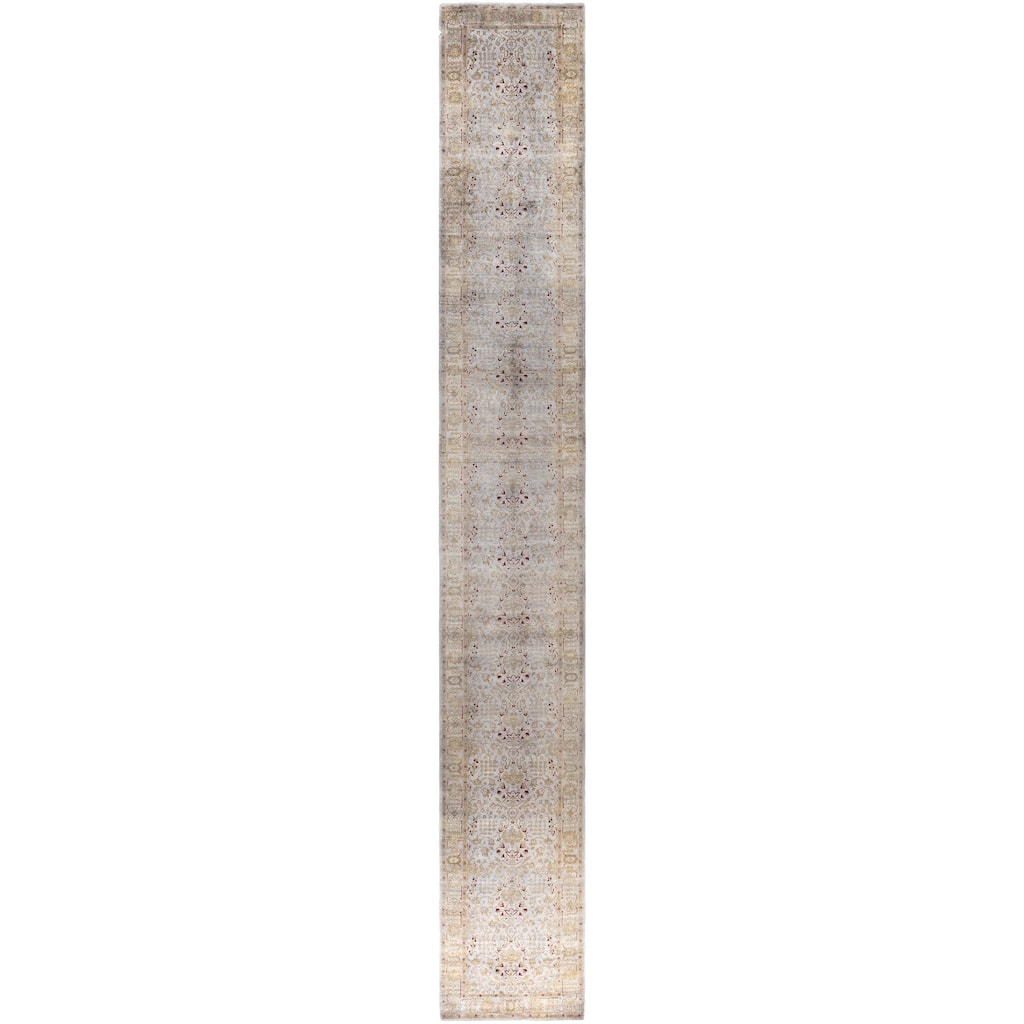 Overdyed One-of-a-Kind Hand-Knotted Area Rug - Gray - 3' 1" x 22' 4"