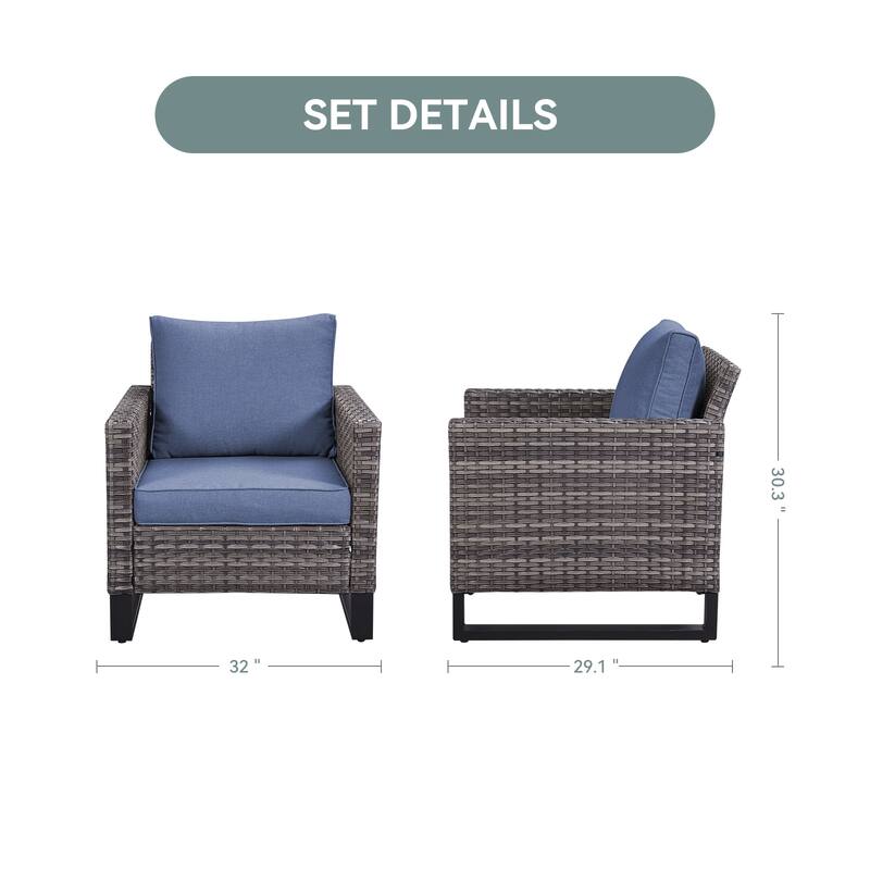 Gymojoy 2PCSOutdoor PE Rattan Wicker Club Chairs