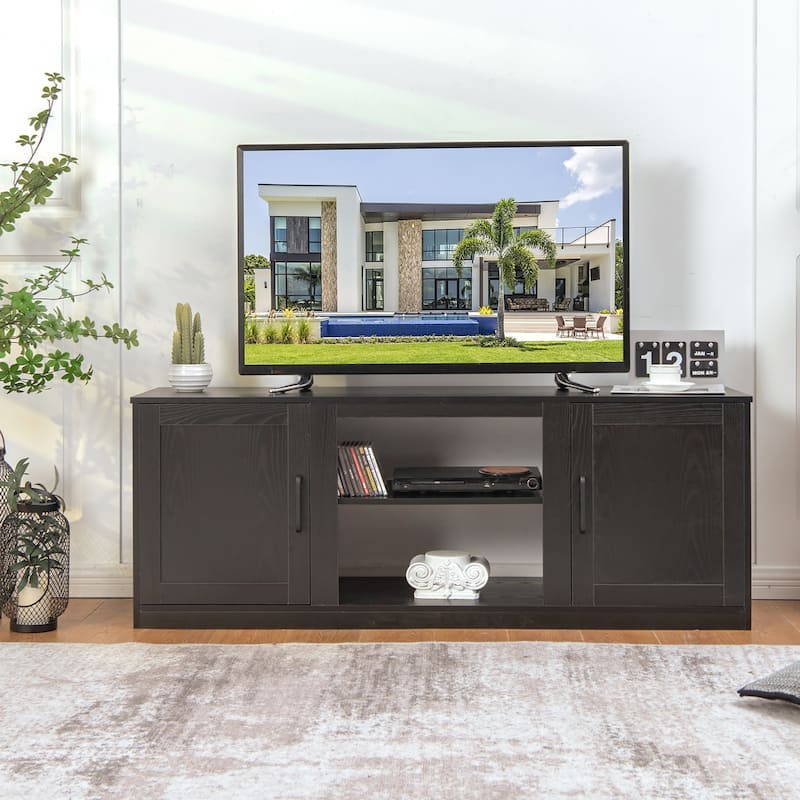 Costway 58'' TV Stand Entertainment Console Center W/ 2 Cabinets for - 58'' x 16'' x 22.5''