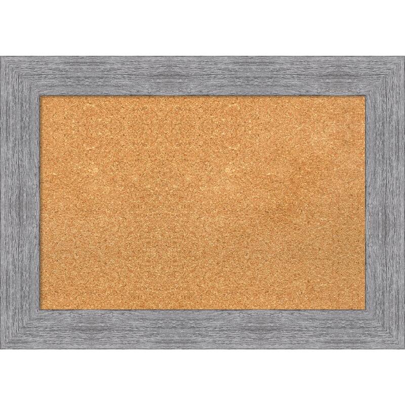 Bark Rustic Framed Cork Bulletin Memo Board - 29-Inch x 21-Inch - Bark Rustic Grey