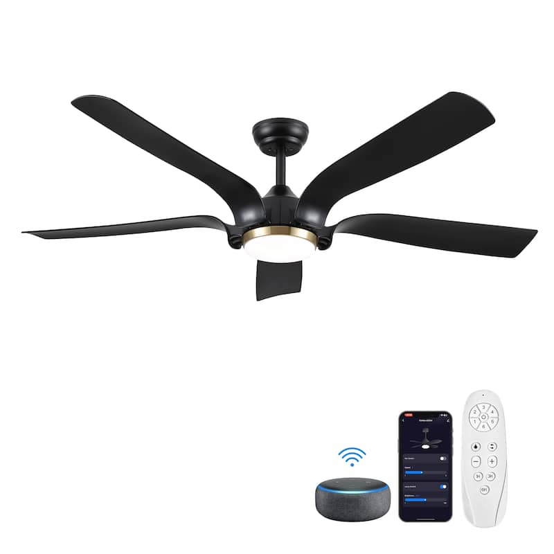 YUHAO 66 in. Integrated LED Farmhouse Indoor Brown Smart Ceiling Fan with Distressed Wood Blades and Remote Control