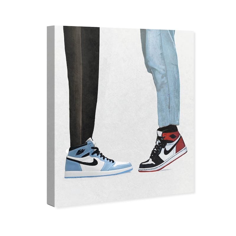 Wynwood Studio Fashion and Glam Budding Sneaker Love Blue and Light Blue Modern & Contemporary Wall Art Canvas Print