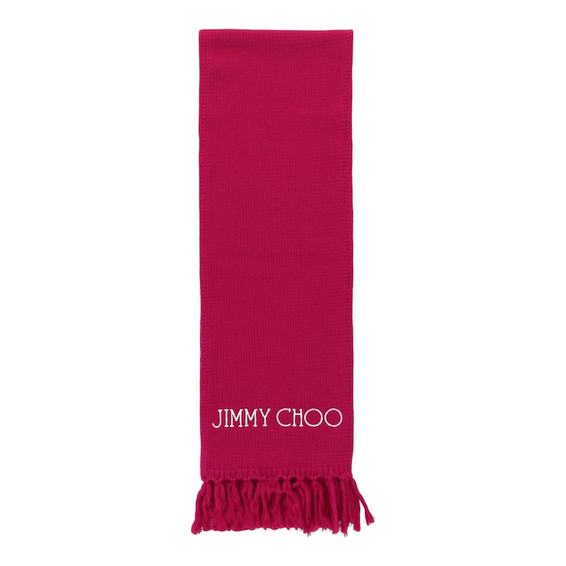 Jimmy Choo Wool Logo Scarf - Bright Pink