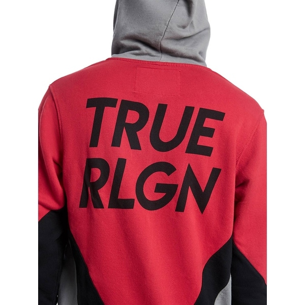 true religion black and red hoodie