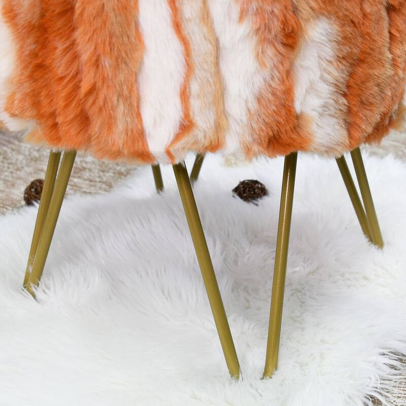 Home Soft Fauxfur Ottoman Round Fuzzy Entryway Bench 18"x18"x18"