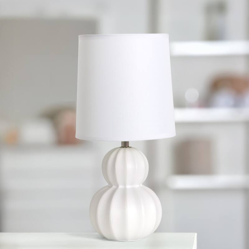 Stacked Double Gourd Ceramic Table Lamp with Tapered Shade - 12.5" - Off White