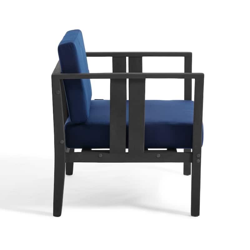 Casual 29"W Outdoor Patio Armchair Set In Solid Teak Wood with Cushion