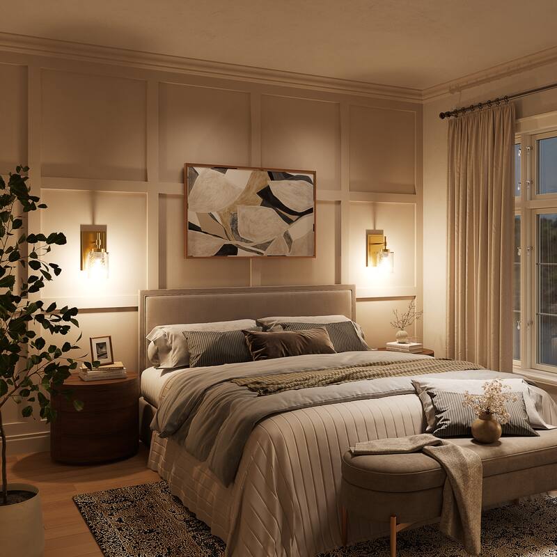 Acroma Single Light Wall Sconce with Water Ripple Glass Shade