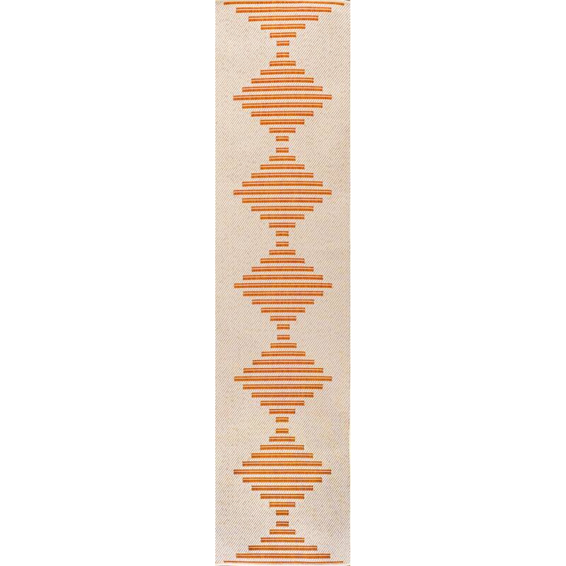 JONATHAN Y Castara Diamond Stripe Indoor/Outdoor Area Rug - 2 X 8 - Beige/Orange