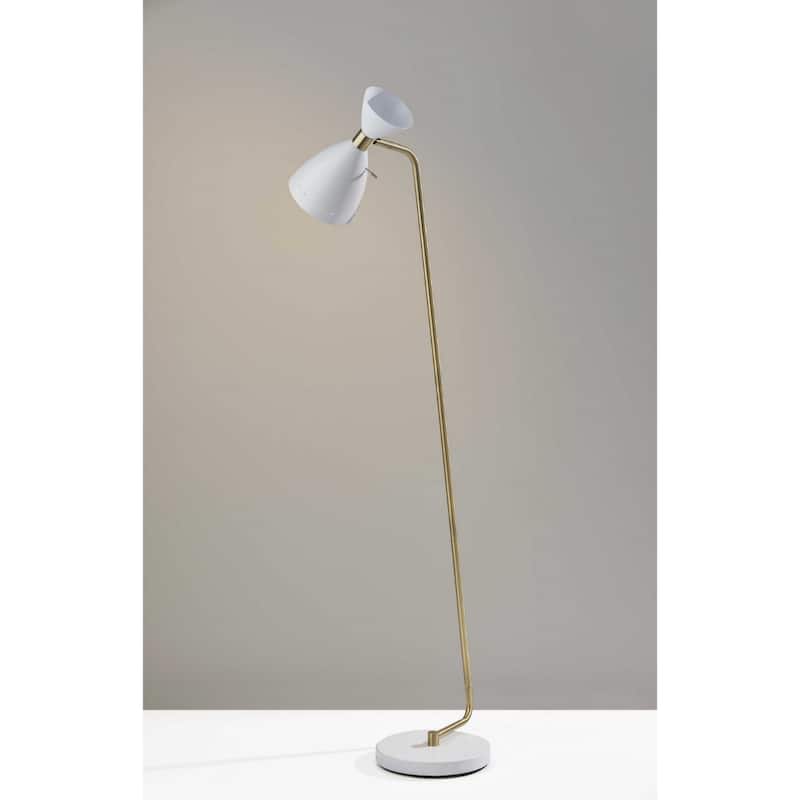 59" Gold White Task Floor Lamp with Metal Cone Shade for Modern Rooms - 20.50” x 10” x 59”