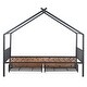preview thumbnail 23 of 50, Twin/Full Size Metal House Bed with Two Drawers on Wheels, Kids Platform Bed with Roof Frame