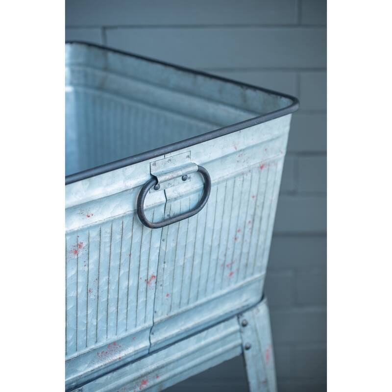 20.5x20.5x21" Large Perryman Galvanized Tub On Stand, for Plant Pot/Planter/ Metal Ice Buckets