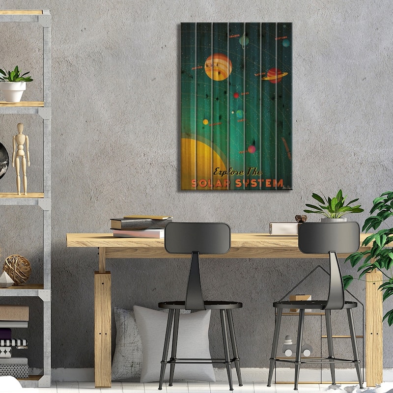 Solar System Print On Wood by IdeaStorm Studios - Multi-Color